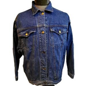 Elco Denim  Blue Jean Jacket Mens L‎ Blue Heavyweight Button-Up Mid Length